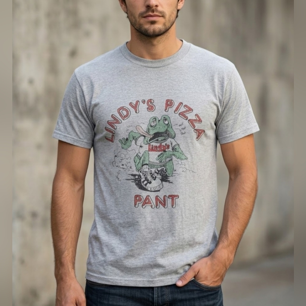 VINTAGE 1980s Lindy's Pizza Frog Tee, A Collector's Dream! Single Stitch,Size L